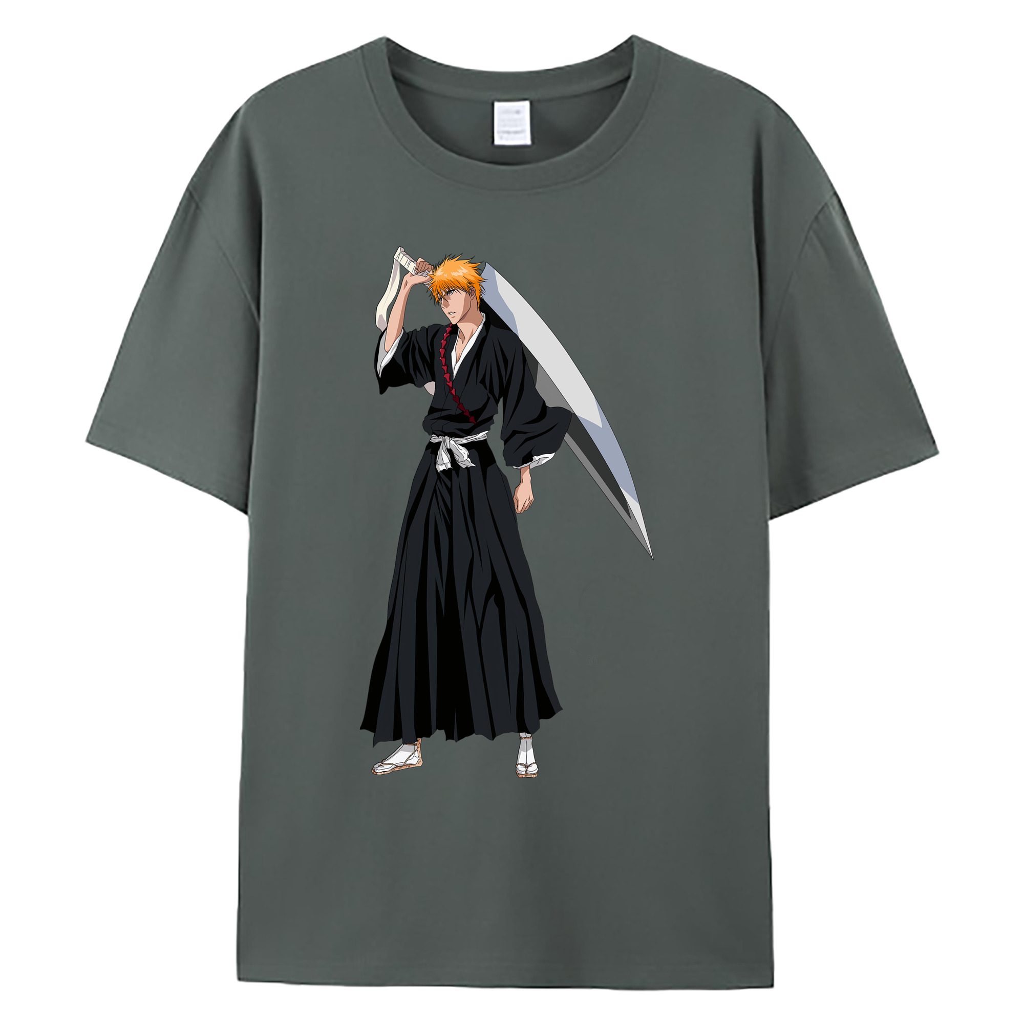 （画像用） ブリーチ 黒崎一護（くろさき いちご）BLEACH Kurosaki Ichigo 綿100％ メンズ半袖Tシャツ｜肌触りやわらか＆通気性